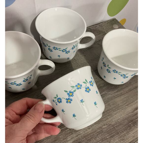 Corelle Forget Me Not Pattern Set Of 4 Corning Mugs 8 OZ - Picture 6 of 11